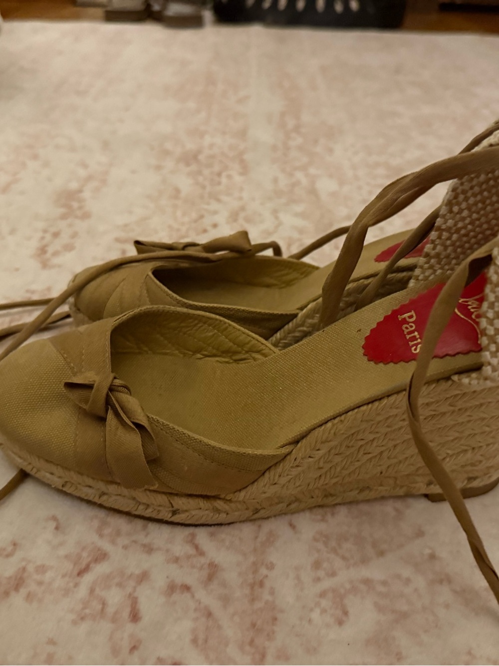 Authentic CHRISTIAN LOUBOUTIN Rope Round Wedge Heel Espadrilles SZ 39 Spain - Picture 2 of 5